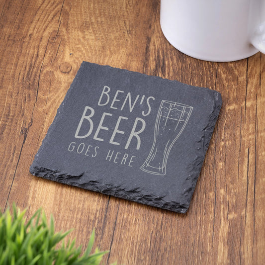 Slate Coaster, Personalised Your Drink Here, Tea Coffee Gin Beer Wine Whisky Laser Engraved Gift, Wedding, Birthday, Anniversary, Christmas